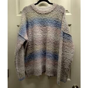 Wild Fable Size XL Boucle Oversized Pastel Ombre Striped Wool Blend Sweater NWT